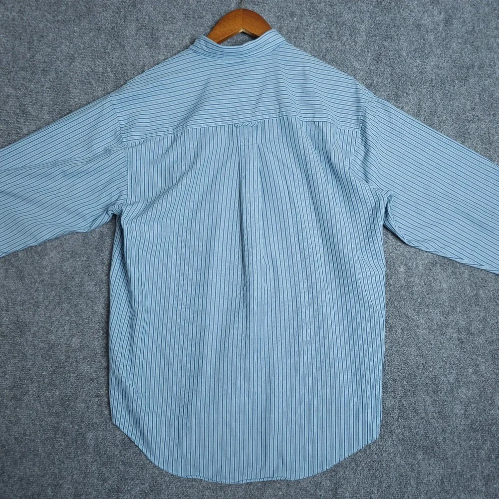 Vintage Levis Silver Label Shirt Mens Medium M Blue Grey Striped Button Down 90s